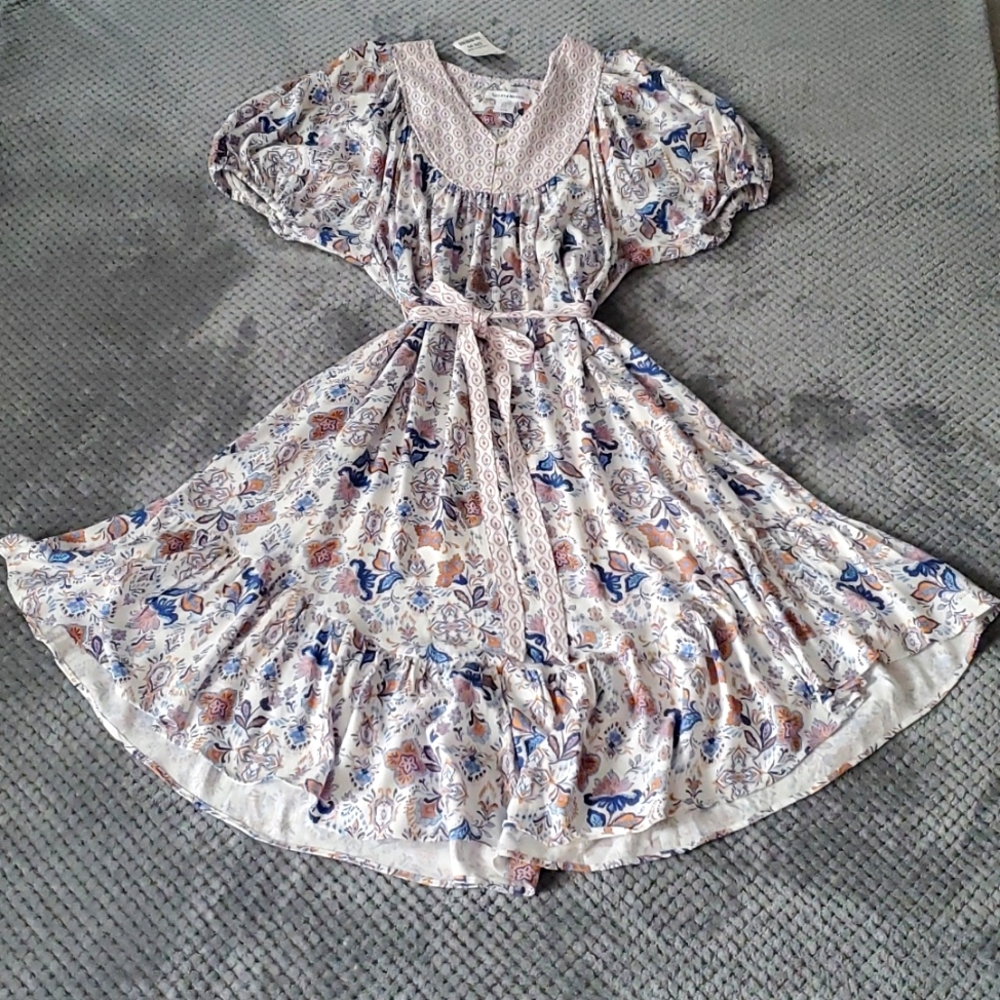 Lucky Brand size medium, blue and mustard yellow boho dress